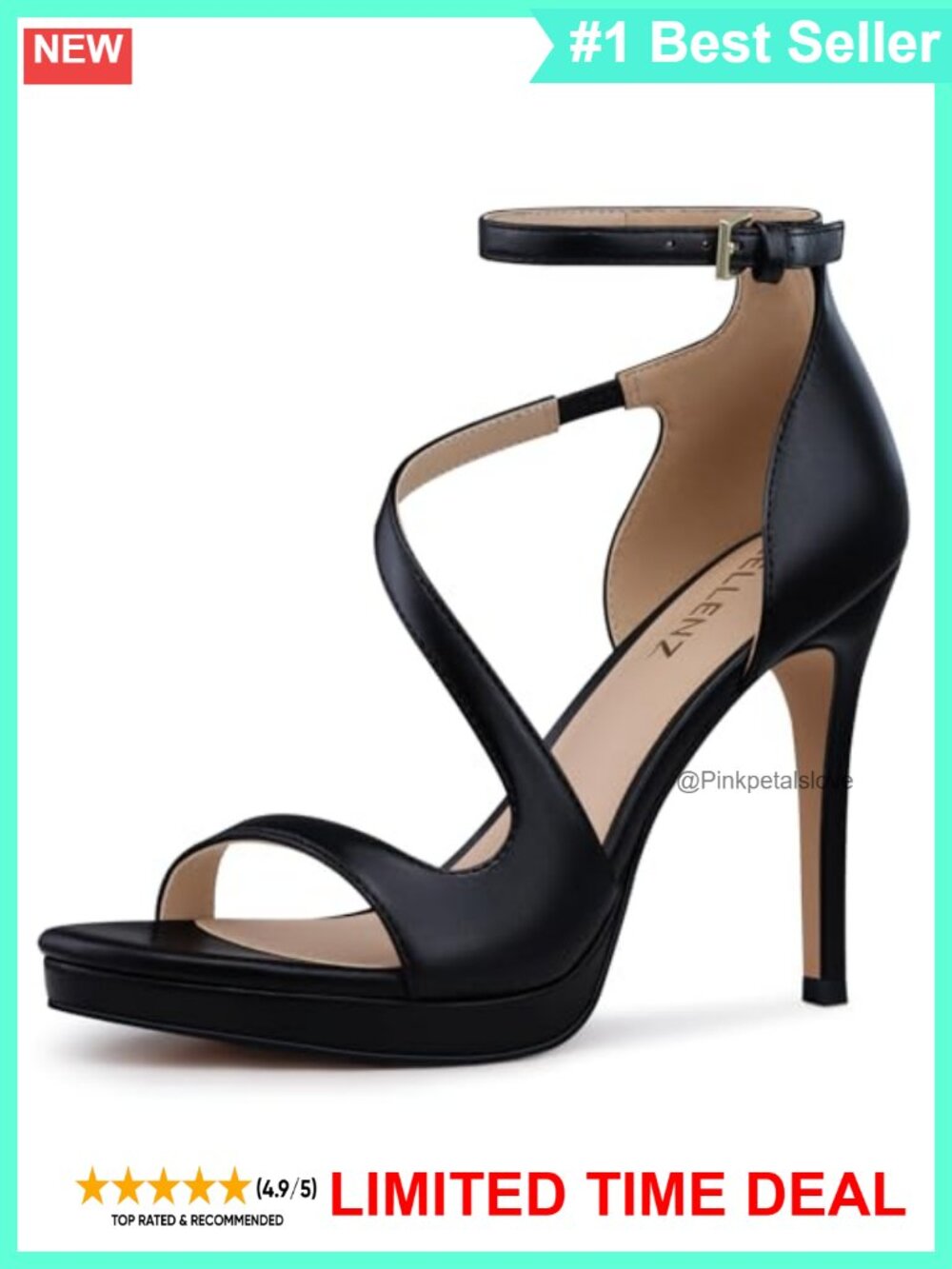 Women's Stiletto High Heels 4.3 Inch Peep Toe Ankle Strap Platform Sandals